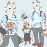  ailurid anthro clothed clothing duo ekaki510 felid female kemono male mammal pantherine red_panda size_difference snow_leopard 