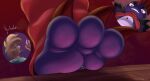  2022 3_toes anthro barefoot begging_for_help bodily_fluids claws clothed_human crying digital_media_(artwork) duo feet foot_fetish foot_focus foot_lick foot_play generation_5_pokemon hi_res human larger_anthro licking male mammal nintendo pinned_to_floor pokemon pokemon_(species) purple_soles red_claws scrafty size_difference smaller_human suddendraft tears toes tongue tongue_out underfoot 