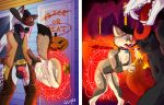 canid canine demon demonic fox gemerency hell hi_res magic magic_circle male male/male mammal sex summoning through_wall ych 