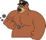  2023 4_fingers anthro bear belly black_nose brok_the_investigator brown_body clothing fingers hat headgear headwear hi_res hubie360 humanoid_hands male mammal moobs musclegut overweight overweight_male police_hat r.j._(brok_the_investigator) solo 