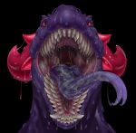  absurd_res anthro bodily_fluids devourer_(razor_koopa) digital_media_(artwork) dragon dripping esophagus fangs forked_tongue goo_creature goo_dragon goo_dripping hi_res horn looking_at_viewer male mouth_shot muscular muscular_anthro muscular_male open_mouth purple_body raudegil red_eyes saliva saliva_drip saliva_on_tongue saliva_string simple_background slime snout solo solo_focus spikes spikes_(anatomy) teeth throat tongue tongue_out vore 