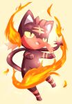  :3 :d asakirirokuyu colored_sclera commentary_request fire flame full_body litten no_humans open_mouth orange_background pokemon pokemon_(creature) red_eyes simple_background smile solo yellow_sclera 