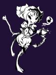  5_eyes 6_arms anthro arachnid arthropod black_and_white container cup eighth_note female hair monochrome muffet multi_arm multi_eye multi_limb musical_note purple_background simple_background solo spider tea_cup tied_hair undertale undertale_(series) wednesdaysspecial 