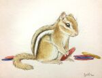  2020 ambiguous_gender chipmunk feral ground_squirrel mammal matuska painting_(artwork) poker_chip rodent sciurid solo traditional_media_(artwork) watercolor_(artwork) 