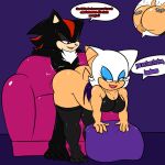  anthro big_breasts big_butt breasts butt clothing duo female furniture hi_res male male/female pushing_in rouge_the_bat sega shadow_the_hedgehog sofa sonic_the_hedgehog_(series) soulyagami64 speech_bubble vaginal 