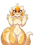  absurd_res anthro big_eyes breasts featureless_breasts featureless_crotch female forked_tongue gecko hi_res jasmin_(jasminthemanticore) jasminthemanticore lizard looking_at_viewer non-mammal_breasts nude reptile scales scalie small_waist solo standing tail thick_tail tongue tongue_out wide_hips yellow_body yellow_eyes yellow_scales 