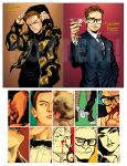  arthur_(kingsman) blood blunt_bangs cup dog eyelashes gary_unwin gazelle_(kingsman) glasses harry_hart holding holding_cup hood hoodie jacket kingsman:_the_secret_service kotteri looking_at_viewer looking_to_the_side neck_ribbon necktie nosebleed pants ribbon shirt shoes short_hair smirk suit upper_body watch white_shirt wristwatch 