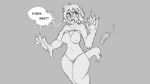  anthro barking big_breasts breasts canid canine canis chest_tuft claws clothed clothing domestic_dog eyewear female front_view genitals glasses greyscale human_to_anthro mammal monochrome nipples panties pussy round_glasses sketch skimpy solo species_transformation standing tongue tongue_out transformation tuft underwear watsup 