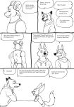  2023 anthro bernielover bovid butt canid canine canis caprine claws clothed clothing comic dialogue disney english_text fennec finnick_(zootopia) fox fur group hi_res hoodie male mammal nick_wilde red_fox shirt speech_bubble surprise tank_top text topwear wolf zootopia 