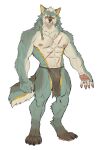  abs anthro biceps biped bottomwear canid canine canis claws clothing fangs fur green_body green_fur hi_res loincloth looking_at_viewer male mammal muscular muscular_anthro muscular_male nipples pawpads paws pecs rossciaco scar solo standing tail teeth toe_claws tuft were werecanid werecanine werewolf white_body white_fur wolf 