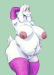  absurd_res anthro areola armwear awful_lad big_areola big_breasts bovid breasts caprine clothing elbow_gloves embarrassed female gloves goat handwear hi_res legwear mammal mature_female monster nervous overweight overweight_female postpartum_stomach pubes solo thick_thighs thigh_highs toriel undertale_(series) wide_hips 