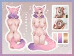  absurd_res adopt allskyart anthro ears_up female freckles gold_(metal) gold_accessory gradient_hair hair hi_res model_sheet pink_hair pink_tail short_hair solo tail 