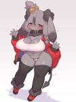  &lt;3 anthro biped black_body black_fur blush breasts clothed clothing fur lagomorph leporid male mammal open_mouth rabbit red_eyes rikose simple_background solo 