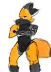  anthro bulge canid canine ceto_zofumee cetozofumee cybernetics cyborg fox hi_res machine male mammal robotic_arm solo 