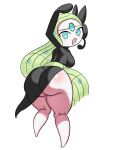  3:4 big_butt breasts butt clothed clothing female generation_5_pokemon hi_res legendary_pokemon looking_at_viewer looking_back looking_back_at_viewer meloetta nintendo no_underwear not_furry pokemon pokemon_(species) simple_background solo white_background ytrall 