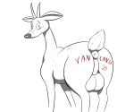 absurd_res antelope anus balls big_butt blush bovid bucky_(kimba) butt cel_shading deer feral gazelle genitals hi_res horn kimba_the_white_lion looking_at_viewer male mammal osamu_tezuka shaded shy simple_background solo vancanto white_background 