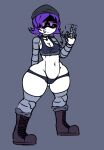  beanie blush breasts clothing female ghastlypann hair hat headgear headwear hi_res humanoid machine not_furry panties purple_eyes purple_hair robot robot_humanoid small_breasts smile smiling_at_viewer solo suggestive thick_thighs underwear uzi_(murder_drones) white_body white_skin wide_hips 