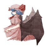  1girl bat_wings blue_hair highres koyane_(silver81106) looking_to_the_side red_eyes remilia_scarlet solo touhou white_background wings 