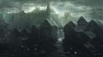  artist_name bloodborne cloud copyright_name corpse highres house no_humans outdoors scenery tripdancer village water 