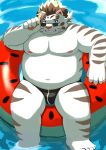  9dtq0 absurd_res anthro belly bulge clothing eyewear felid fur hi_res licho_(tas) lifewonders male mammal moobs navel nipples overweight pantherine solo speedo striped_body striped_fur stripes sunglasses swim_ring swimming_pool swimwear tiger tokyo_afterschool_summoners water white_body white_fur 