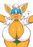  alternate_hairstyle anthro bat big_breasts breasts cleavage clothed clothing female first_person_view hair hi_res kabedon koishi lipstick makeup mammal michiyoshi rouge_the_bat sega smile solo sonic_the_hedgehog_(series) tan_body tan_skin white_hair 