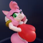  amy_rose anthro big_breasts breasts butt clothed clothing digital_media_(artwork) dress erintheorca eulipotyphlan female gloves green_eyes hair handwear hedgehog hi_res looking_at_viewer mammal sega simple_background solo sonic_the_hedgehog_(series) 