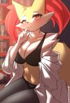  anthro big_breasts blush blush_lines bra braixen breasts cleavage clothed clothing female generation_6_pokemon inner_ear_fluff nintendo panties pokemon pokemon_(species) sk3tchk4t solo tuft underwear 