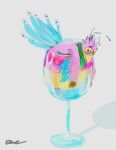  absurd_res alcohol anthro avian avian_feet beak beverage biped bird blue_body clothing container cup drinking_glass feathered_crest feathered_wings feathers galliform glass glass_container glass_cup green_eyes gyro_feather head_crest hi_res lgbt_pride male oselotti pansexual_pride_colors partially_submerged peafowl phasianid pink_body pride_colors scarf tail_feathers wine_glass winged_arms wings 