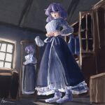  1girl cabinet day dressing highres indoors koyane_(silver81106) letty_whiterock mirror one-hour_drawing_challenge reflection solo sunlight touhou window window_shade wooden_ceiling wooden_floor 