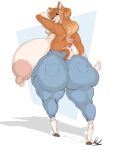  anthro areola bedroom_eyes big_breasts big_butt blonde_hair bottomwear breasts brown_pawpads butt canid canine canis clothed clothing denim denim_bottomwear denim_clothing domestic_dog dullvivid female fur hair half-closed_eyes hi_res huge_breasts huge_butt hyper hyper_breasts jeans lips long_hair looking_at_viewer looking_back mammal multicolored_body multicolored_fur narrowed_eyes nipple_piercing nipple_ring nipples orange_body orange_fur pants pawpads paws piercing pink_areola pink_nipples ring_piercing seductive side_boob simple_background smile smirk smug smug_face smug_grin solo thick_bottom_lip thick_thighs topless topless_anthro topless_female two_tone_body two_tone_fur white_background white_body white_fur wide_hips 