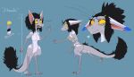  anthro black_hair blue_paint bottomwear breasts clothing featureless_breasts female hair hi_res loincloth mammal model_sheet nude out-of-placers solo staala tail tail_tuft tuft webcomic yellow_eyes yinglet zephyrsplume 