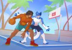  ansart anthro basketball basketball_court canid canine canis clothed clothing domestic_dog duo hi_res human husky karleo_(karleo7) male male/male mammal nordic_sled_dog phillip_jr_(sketchy_pc) spitz 