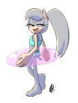  anthro clothing eulipotyphlan eyes_closed fan_character feet female floatie fur grey_body grey_fur hair hedgehog humanoid inflatable inno_(innotsu) innotsu laugh mammal ponytail sega solo sonic_the_hedgehog_(series) swimwear 