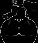  animated anthro anus ass_clapping black_background black_body bodily_fluids bottomless bottomless_female bouncing_butt butt clothed clothing digital_media_(artwork) eocvevo female hi_res lagomorph leporid looking_back mammal pixel_(artwork) rabbit scut_tail short_tail simple_background solo sweat tail vib-ribbon vibri 