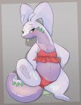  abstract_background bedroom_eyes blush camel_toe clothed clothed_feral clothing female feral generation_6_pokemon goodra green_eyes hi_res honeymono narrowed_eyes nintendo pear-shaped_figure pokemon pokemon_(species) seductive semi-anthro slightly_chubby slime spread_legs spreading tail thick_tail thick_thighs wide_hips 