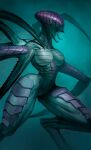  alien artist_name big_breasts breasts curvy_figure digital_media_(artwork) exoskeleton eyeless female hi_res huge_hips huge_thighs humanoid multi_limb not_furry portrait purple_body shaded simple_background small_waist smile solo spikes spikes_(anatomy) tail teal_body thick_thighs three-quarter_portrait towerpractice tyranid warhammer_(franchise) warhammer_40000 xenophilia 