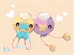  alternate_color animal_focus artist_name border colored_skin commentary_request drifloon hanabusaoekaki heart highres no_humans one_eye_closed pokemon pokemon_(creature) purple_skin shiny_pokemon simple_background solid_oval_eyes white_border yellow_background yellow_skin 