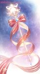  abstract_background blue_gemstone copyright_name english_commentary gem highres no_humans official_art red_ribbon ribbon shining_nikki sparkle_background star_(symbol) wand 