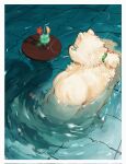  anthro bath bathing bear butt cigarette eyewear fenrir_shino floor flower fur glasses hair hi_res hibiscus high-angle_view leib_(tas) lifewonders looking_back male mammal nude overweight partially_submerged plant polar_bear ponytail smoking solo tile tile_floor tokyo_afterschool_summoners tropical_beverage ursine water white_body white_fur 