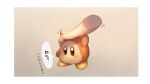  absurdres blush_stickers border disembodied_limb gradient_background hand_on_another&#039;s_head highres kirby_(series) motion_lines petting shiburingaru solid_oval_eyes solo_focus translation_request waddle_dee white_border 