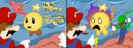  blood bodily_fluids clothing comic dialogue embarrassed english_text exclamation_point feet female forced forced_exposure forced_undressing group hi_res human humor luigi male male/female mammal mario mario_(series) mario_and_luigi_(series) mario_bros nintendo nosebleed onomatopoeia secretstarslut shocked_expression shoes_removed sound_effects star star_sprite starlow sweat sweatdrop text trio undressing waddling_head yellow_body yellow_skin 