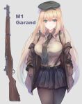  1girl absurdres blonde_hair breasts girls&#039;_frontline gun highres m1_garand m1_garand_(girls&#039;_frontline) martinreaction necktie rifle weapon 
