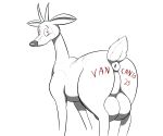  absurd_res antelope anus balls big_balls big_butt blush bovid bucky_(kimba) butt cel_shading deer feral gazelle genitals hi_res horn kimba_the_white_lion looking_at_viewer male mammal osamu_tezuka shaded shy simple_background solo vancanto white_background 
