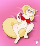  animaniacs anthro bedroom_eyes blush bmbrigand bottomless bra bra_only breasts clothed clothing convenient_censorship female genitals hi_res looking_at_viewer lying mammal minerva_mink mink mustelid musteline narrowed_eyes on_back pussy seductive solo tail_covering_crotch true_musteline underwear underwear_only undressing warner_brothers 