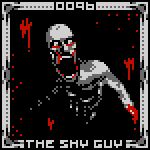  16-bit 1:1 ambiguous_gender bald black_background blood blood_from_eye blood_on_arm blood_on_wall bodily_fluids border digital_media_(artwork) english_text grey_border grey_text hairless humanoid monster monstrous_humanoid not_furry number open_mouth oroshibu partially_colored pixel_(artwork) restricted_palette scp-096 scp_foundation simple_background solo text 