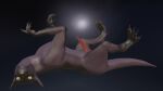  3d_(artwork) akai_umbra canid canine claws digital_media_(artwork) dragon feral hi_res hybrid legs_up lying male mammal on_back smooth_skin solo spike_(disambiguation) 