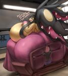  &lt;3 absurd_res ambiguous_gender big_breasts big_butt breasts butt butt_smother clothed clothing duo english_text female furniture hi_res huge_breasts huge_butt human humanoid hyper hyper_breasts hyper_butt larger_female larger_humanoid looking_back mammal mega_evolution mega_mawile nintendo pokemon pokemon_(species) pupils red_eyes sitting sitting_on_another size_difference smaller_ambiguous smaller_human smothering sofa text white_pupils yboon yellow_body 