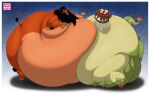  absurd_res belly better_version_at_source big_belly big_butt butt dino.d.dice disney dragon dragontzin_(character) duo feeding felid feral hi_res lion male male/male mammal moobs overweight overweight_male pantherine scar_(the_lion_king) the_lion_king 