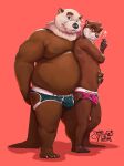  &lt;3 2023 absurd_res african_clawless_otter anthro belly big_belly black_nose brown_body bulge clothing duo embrace eyewear furry-specific_brand glasses heart_fingers hi_res hug humanoid_hands jockstrap male male/male mammal mature_male moobs mustelid nipples one_eye_closed otter overweight overweight_male rudderbutts sami_(rudderbutts) sea_otter size_difference skrawl underwear wink xavier_(rudderbutts) 