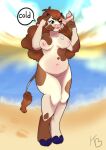  anthro bovid bovine cattle dessert female food front_view hi_res ice_cream kwakapaint mammal sea solo stand-up water 